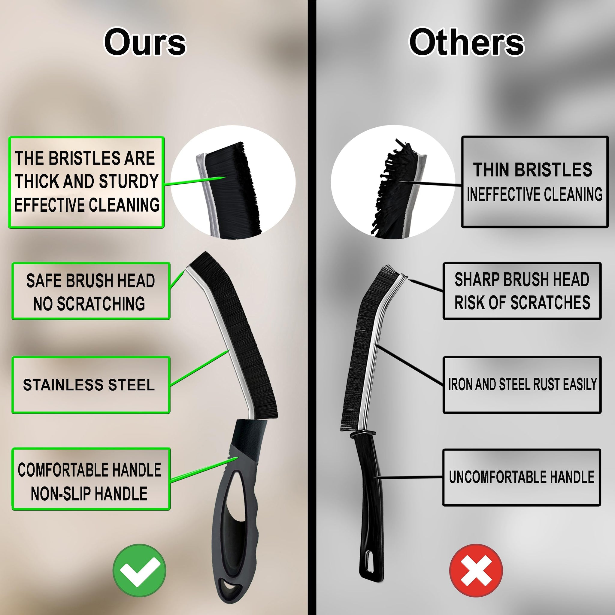 Crevice Cleaning Brush for Deep Cleaning Bathroom Tile, Kitchen Sink and Window Tracks, Multi-Purpose Hard Bristle Cleaning Brush for Household Use
