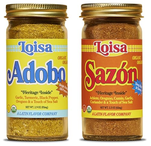 Loisa Adobo + Sazon Duo - USDA Organic, Non-GMO, No-MSG, No Preservatives, No Artificial Coloring, No Artificial Flavors