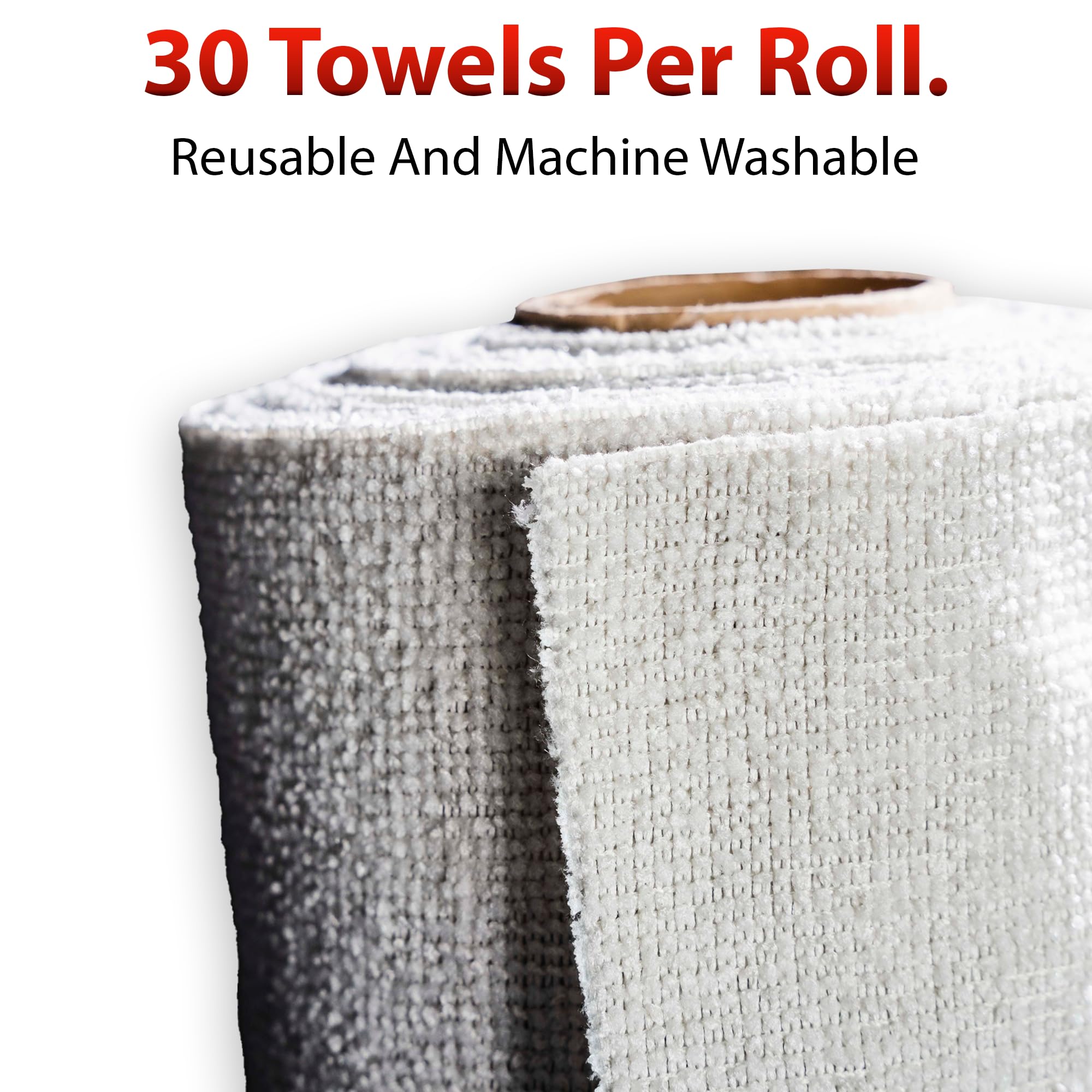 Adam's Polishes Microfiber Towel Roll - 30 Pack Tear-Away Reusable Towels - 12 x 12 (1-Pack)