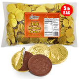R.M. Palmer Milk Chocolate Gold Coin Half Dollars, Bulk Bag, Fun Sized, Treats, Candy, and Snacks (5 Pound (Pack of 1))