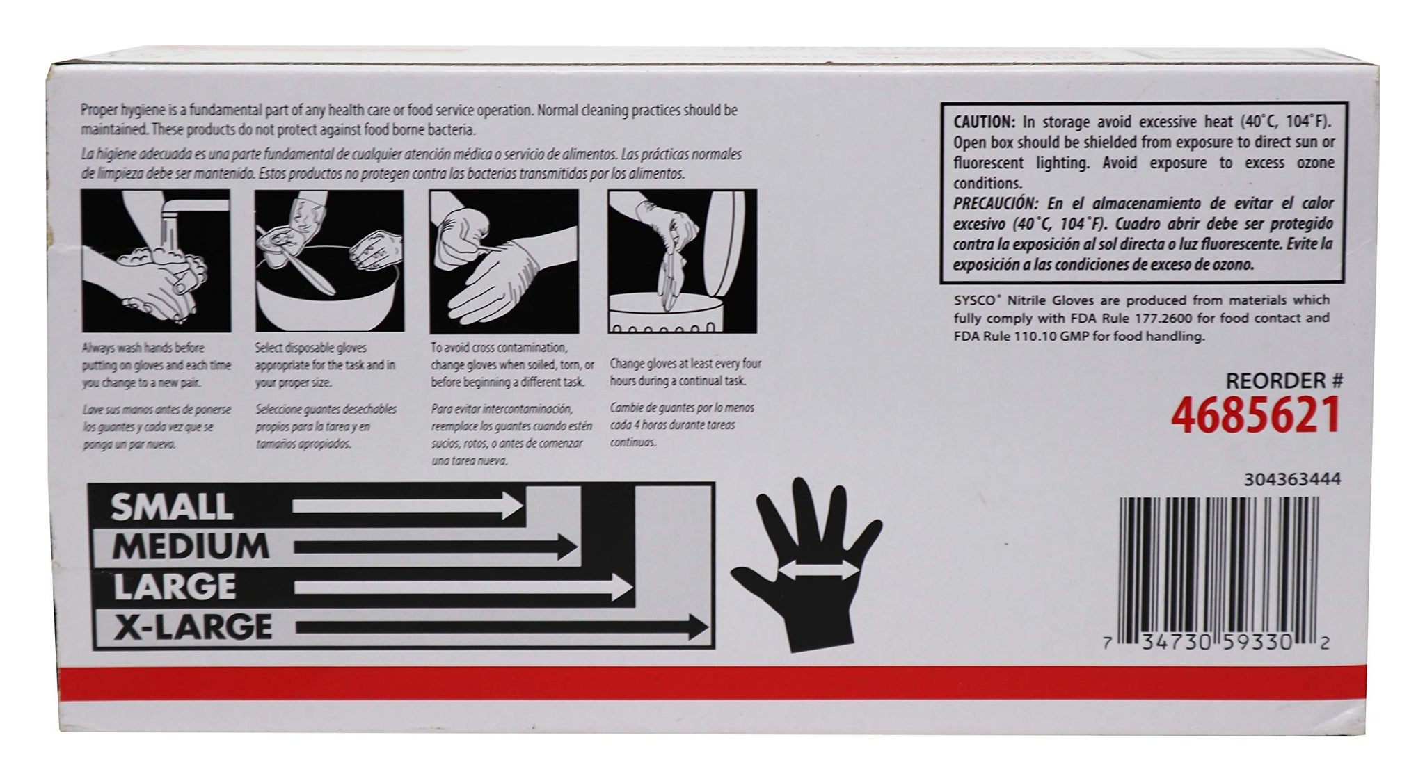 Sysco Classic Black Nitrile Extra Large Gloves Box, 100 Count