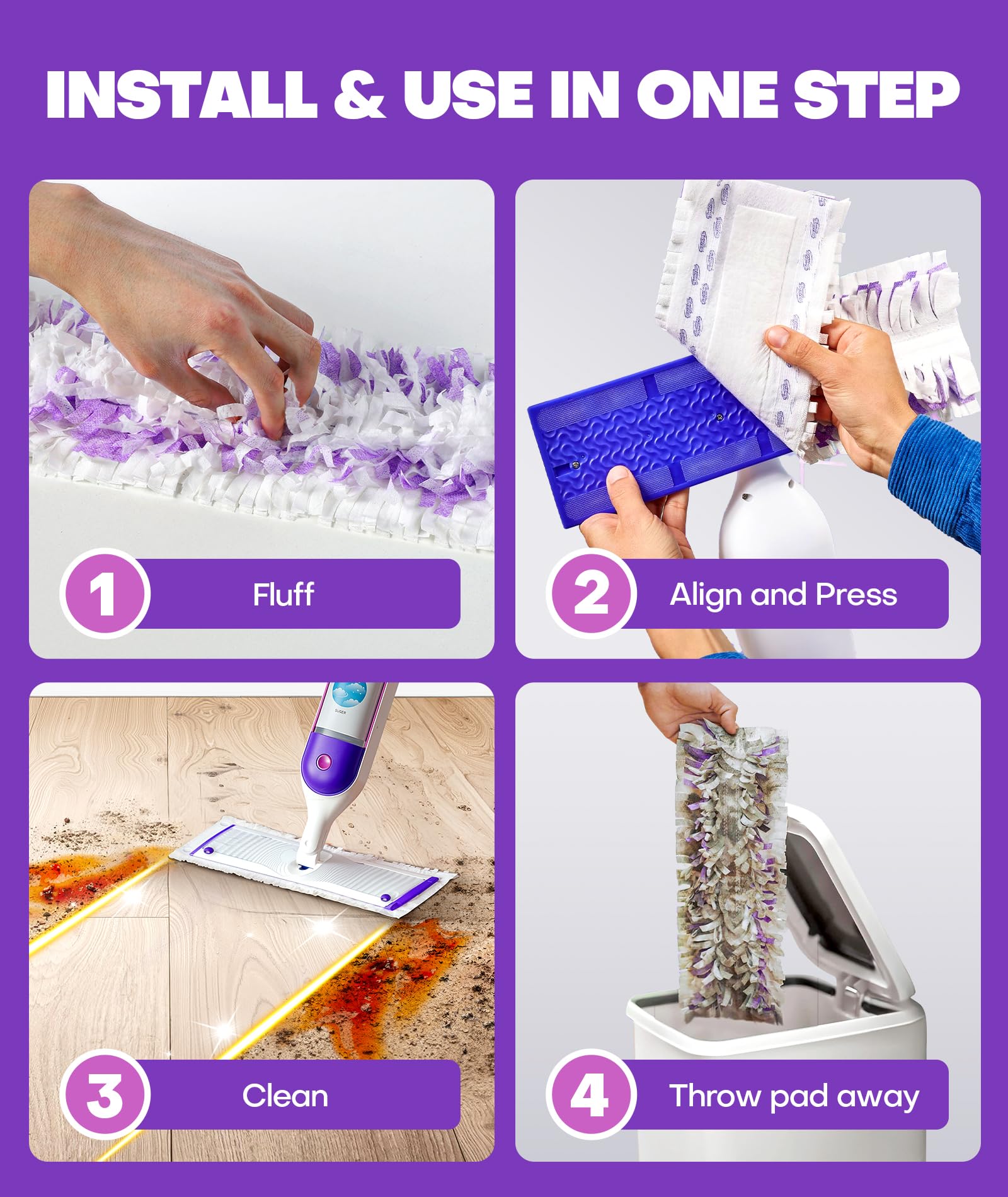 5X Cleaning Power Multi-Surface Mop Pad Refills, Compatible with Swiffer Power Mop Pads, for Cleaning Hardwood, Tile, Laminate, Vinyl Floors