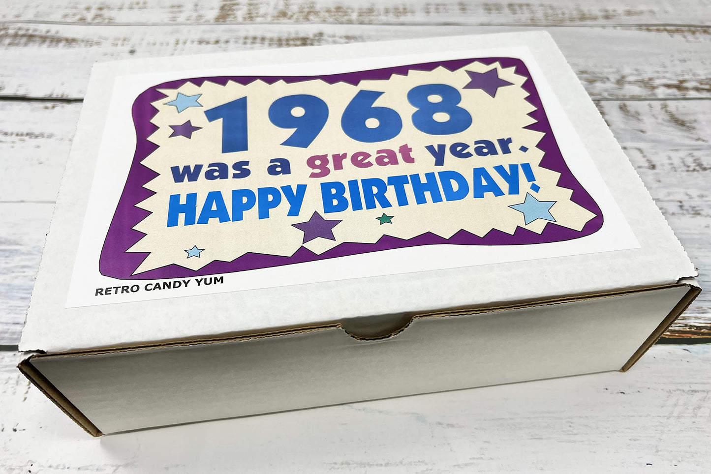 RETRO CANDY YUM ~ 1968 58th Birthday Gift Box Nostalgic Candy Mix from Childhood for 58 Year Old Man or Woman Born 1968 Jr