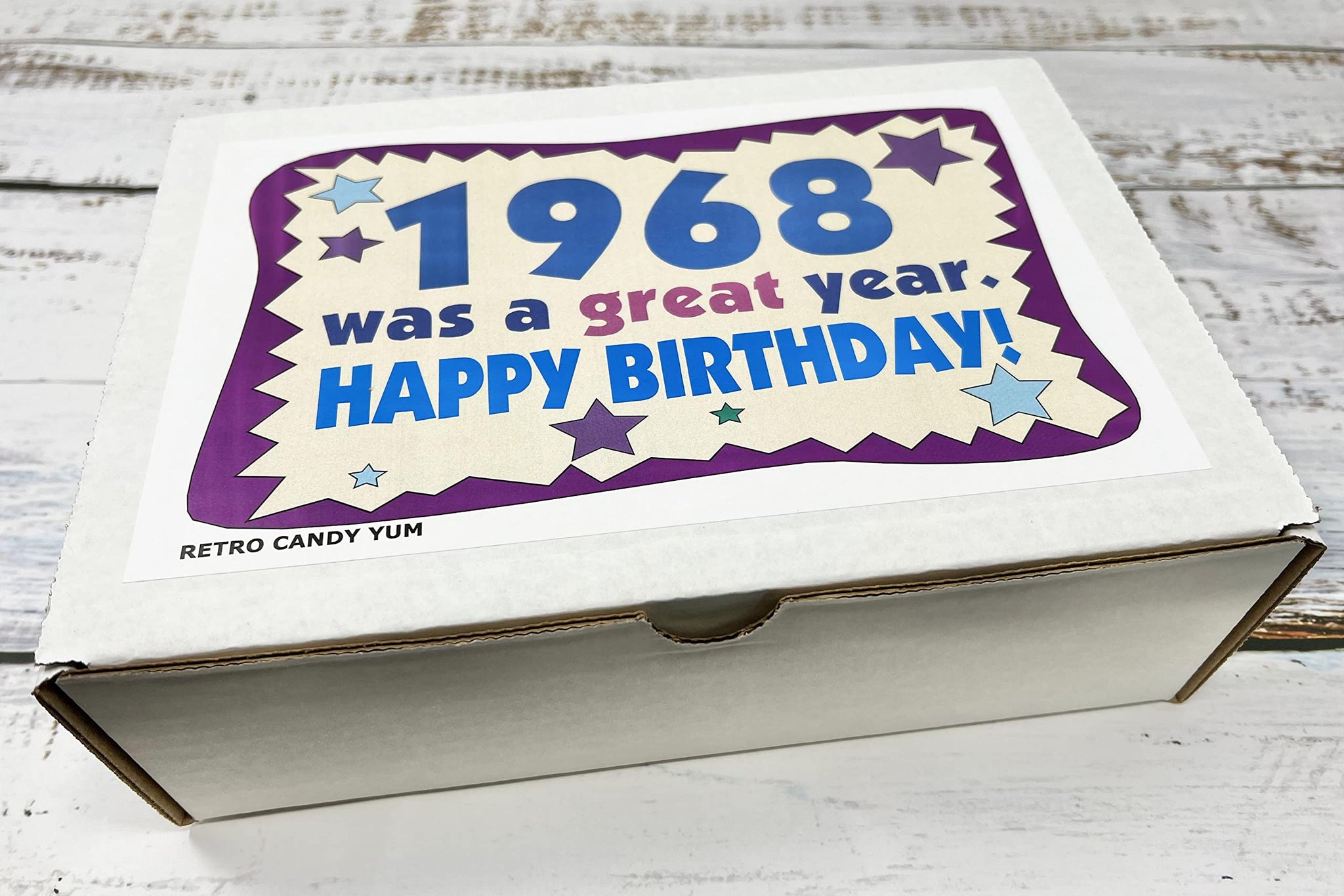RETRO CANDY YUM ~ 1968 58th Birthday Gift Box Nostalgic Candy Mix from Childhood for 58 Year Old Man or Woman Born 1968 Jr