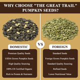 THE GREAT TRAIL Himalayan Sea Salted Pumpkin Seeds, US Grown No Shell, Nut-Free Snack, 7 oz, Vegan, Gluten-Free, Plant-Based Protein, Organic Pumpkin
