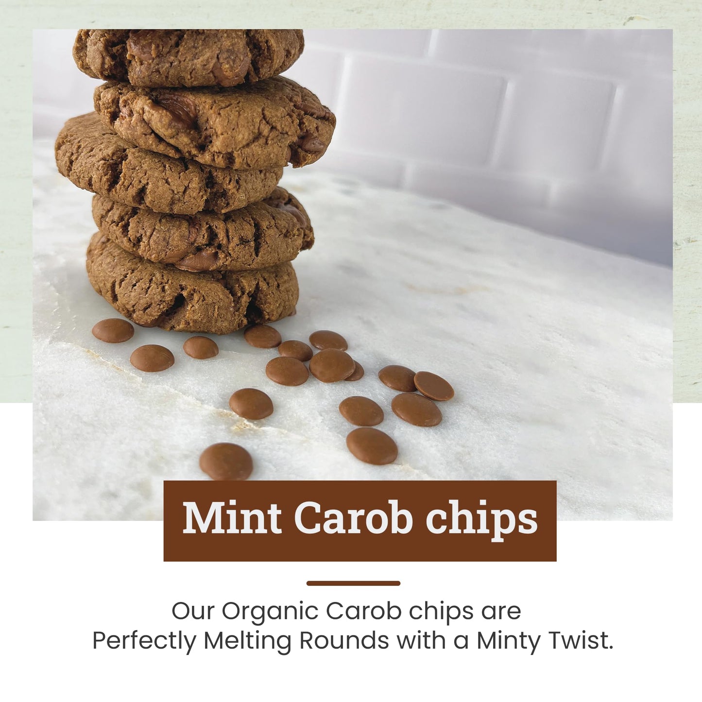 Missy J's Organic Mint Carob Chips 8 oz 3 Pack, Made with Coconut Sugar Vegan, Gluten and Caffeine Free Healthy Substitute for Chocolate, Perfect for Snacks and Treats