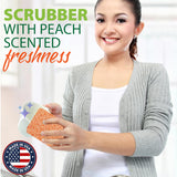 Peachy Clean Silicone Dish Sponge Scrubbers, Fresh Peach Scent, Non-Scratch, Odor-Resistant, Durable Dish Sponges for Kitchen 3pk