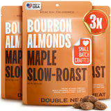 Double Neat Maple Bourbon Almonds - Healthy Fathers Day Snacks Gift - Bourbon Snacks for Men - Vegan & Gluten-Free - Slow-Roasted Candied Almonds