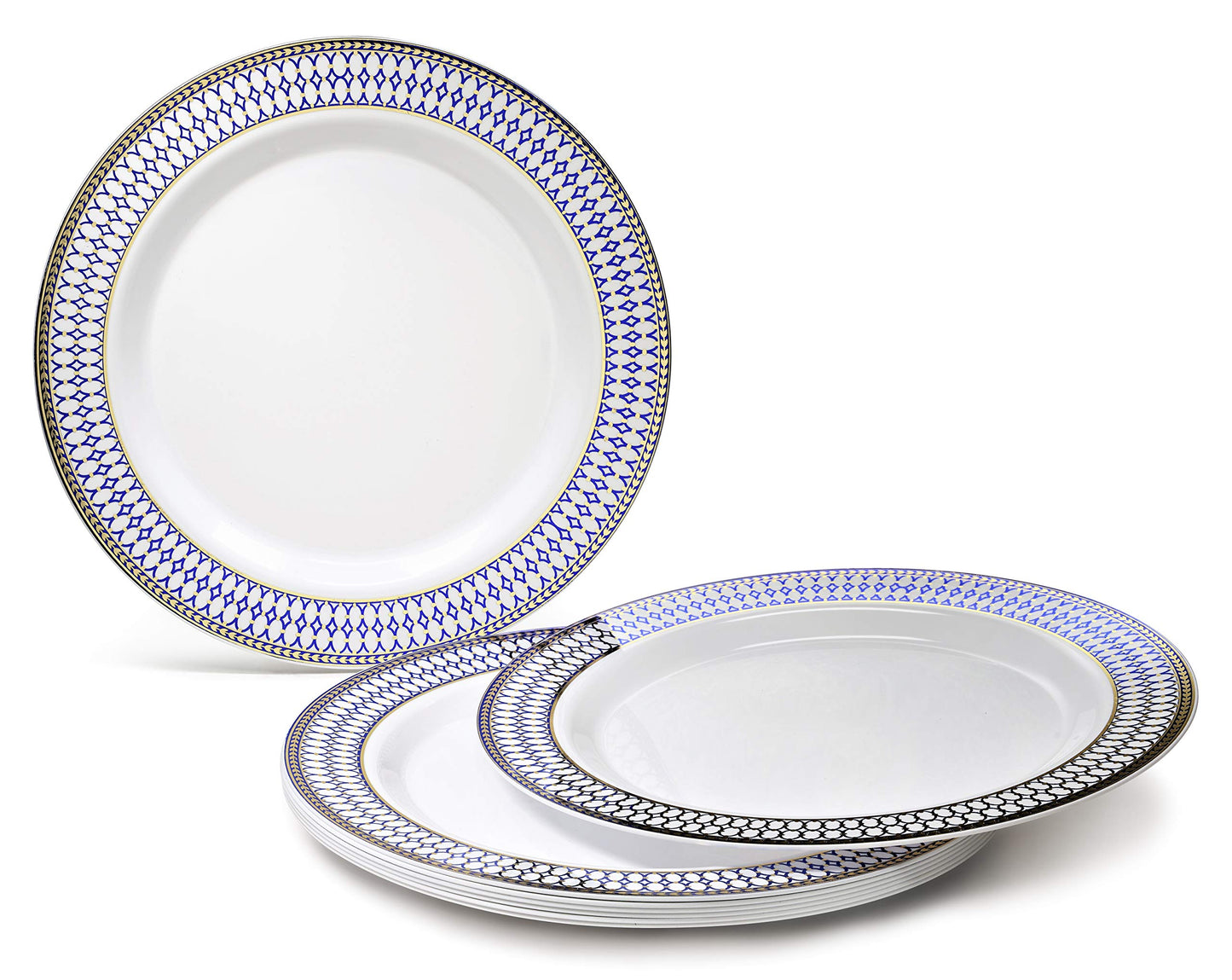 " OCCASIONS " 200pcs set (25 Guest)-Heavyweight Wedding Disposable Plastic Plate +linen like paper Napkins, Gold rim cups & Silverware (Odyssey White