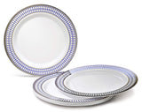 " OCCASIONS " 200pcs set (25 Guest)-Heavyweight Wedding Disposable Plastic Plate +linen like paper Napkins, Gold rim cups & Silverware (Odyssey White