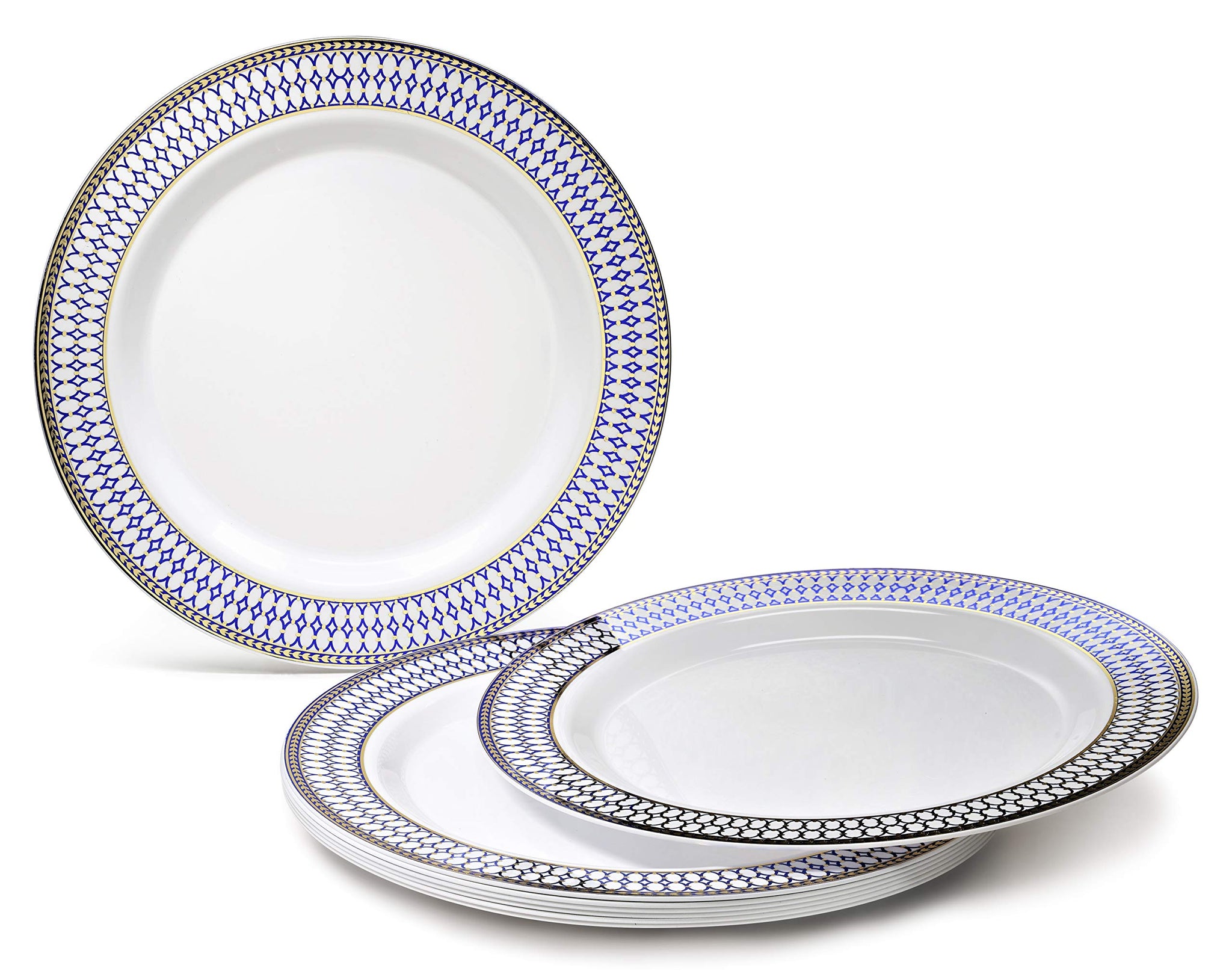 " OCCASIONS " 200pcs set (25 Guest)-Heavyweight Wedding Disposable Plastic Plate +linen like paper Napkins, Gold rim cups & Silverware (Odyssey White
