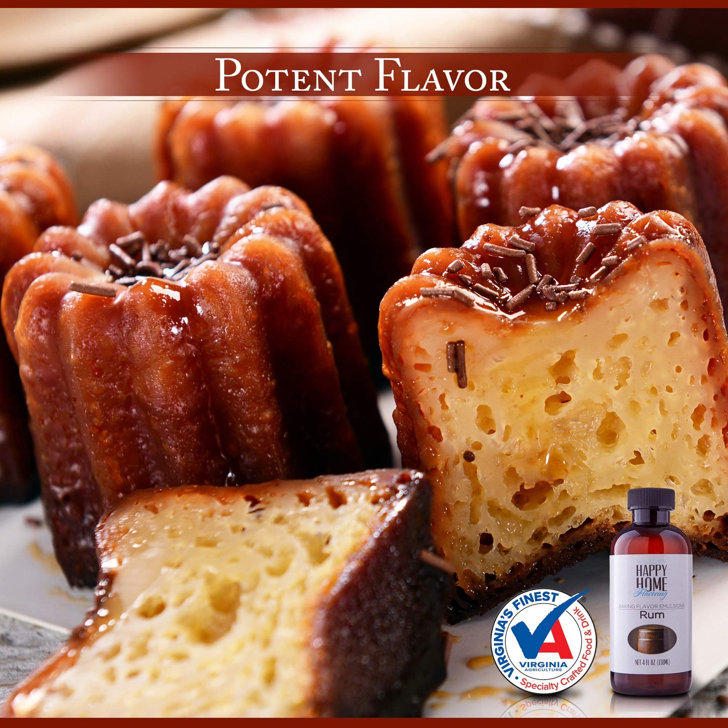 Happy Home Flavoring Imitation Rum Baking Flavor Emulsion - Certified Kosher, 4 oz.