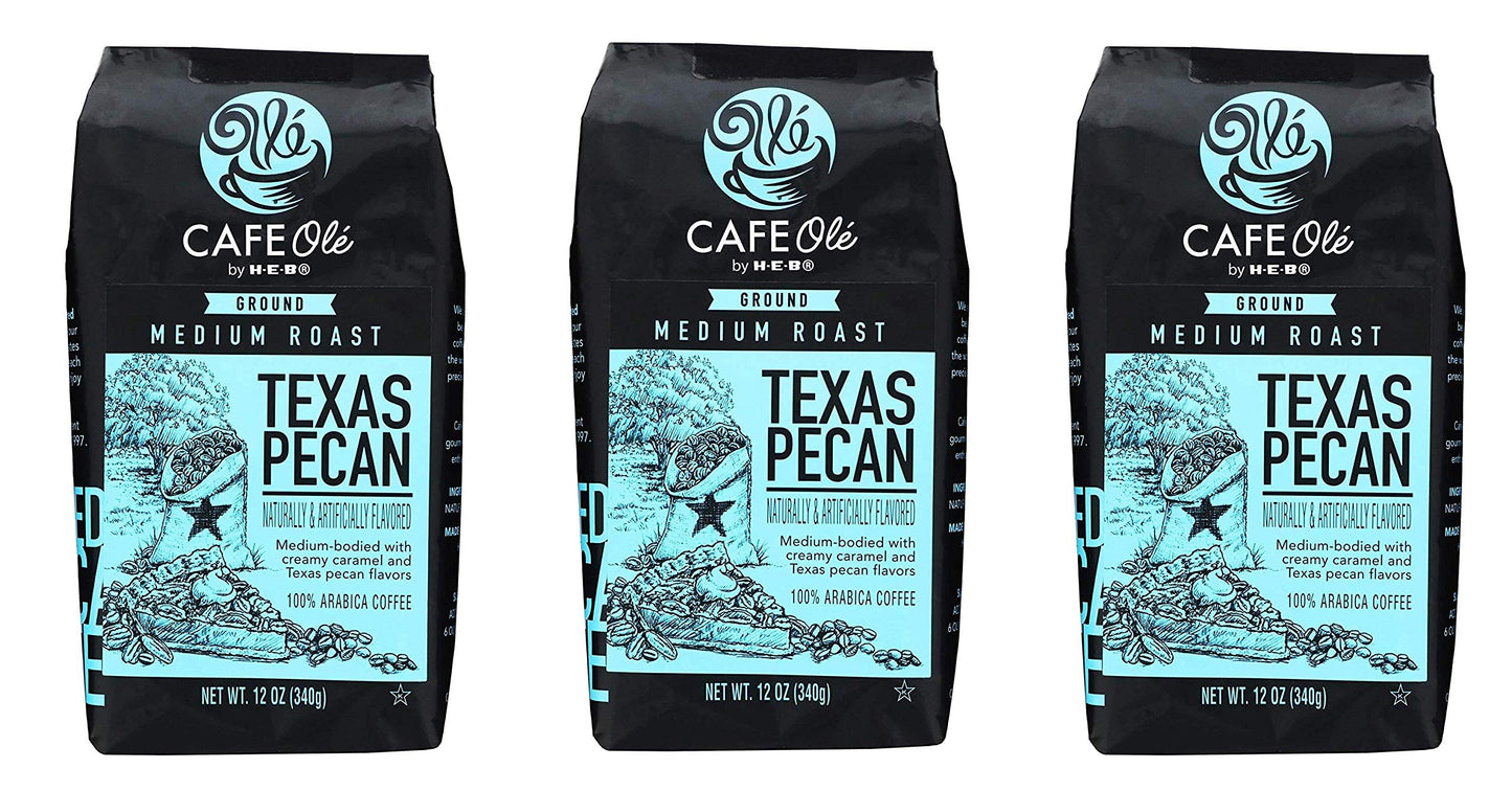 Roasting Plant Cafe Ole Texas Pecan Ground Coffee 12oz pack of 1 (12 Ounce (Pack of 3))
