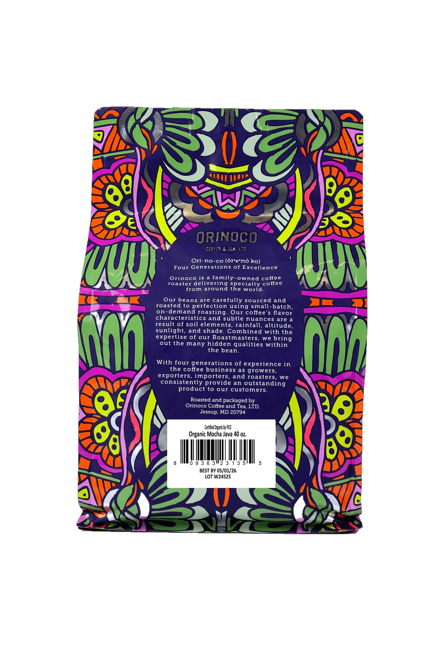 Orinoco Organic Mocha-Java Blend 2.5lb bag, Medium Roast, Whole Bean Coffee, 100% Organic Fair Trade Arabica beans…
