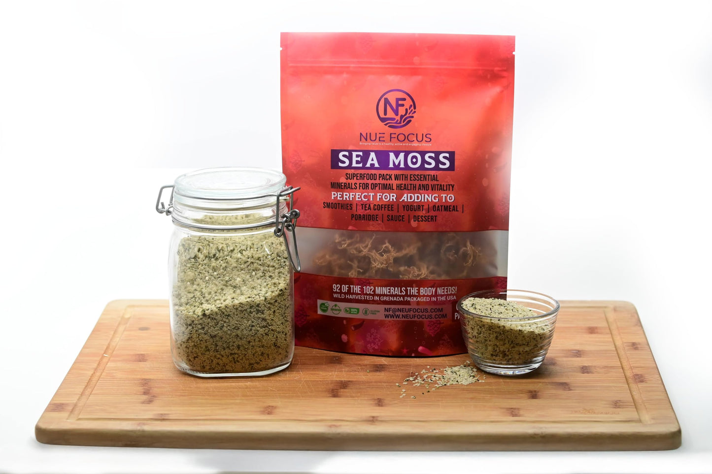 NUE FOCUS Dry Sea Moss, 6oz bag, Harvest in Grenada, Superfood - Harness 92 Essential Minerals for Optimal Health and Vitality