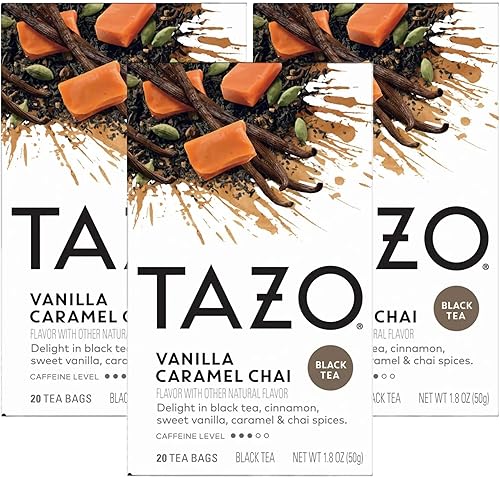Tazo Vanilla Caramel Chai Teabags, 20 Count (Pack of 3)