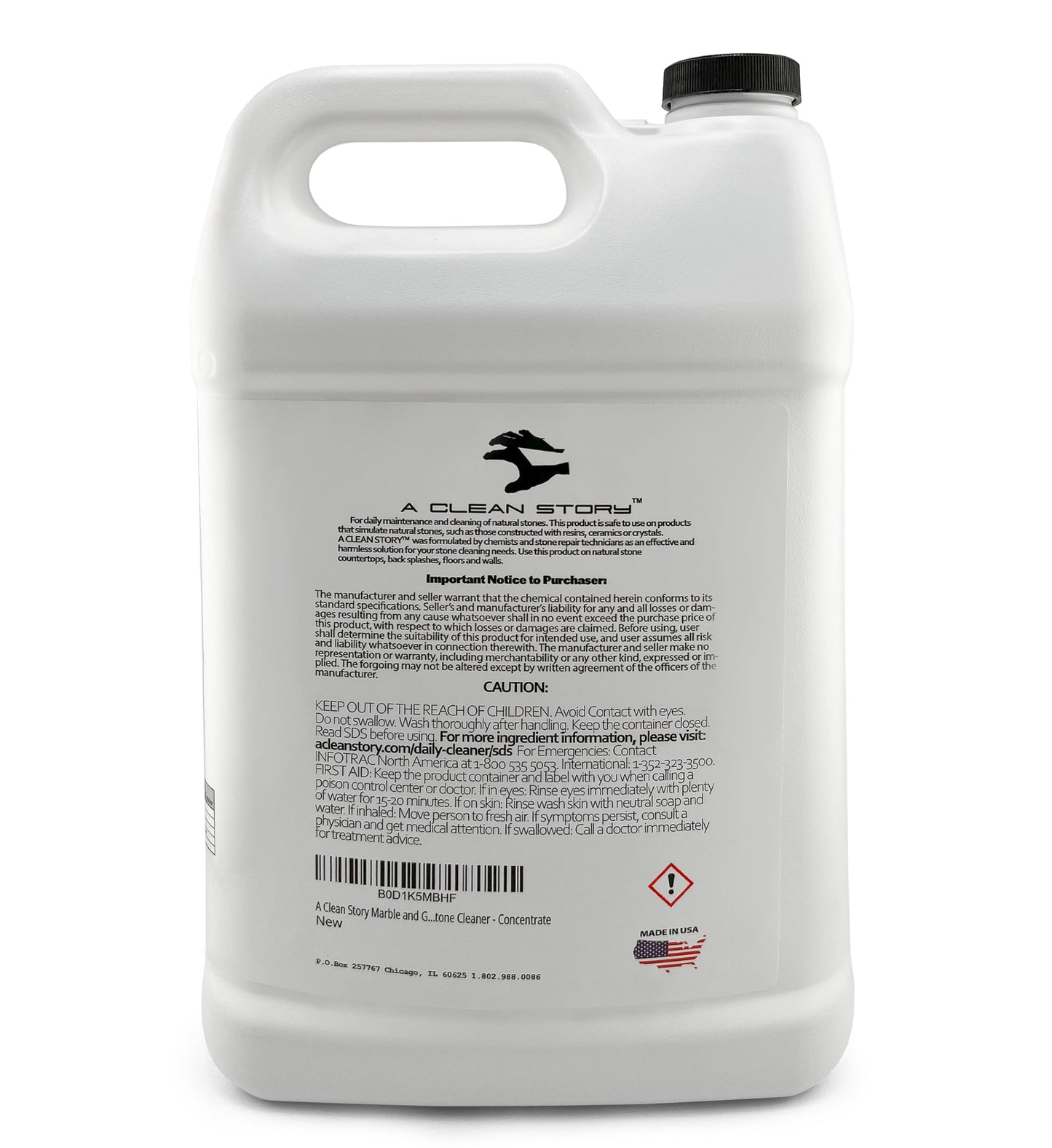 A Clean Story Marble and Granite Daily Stone Cleaner (Neutral Cleaner - Ph7) 1-Gallon Concentrate Formula - makes up to 32 gallons