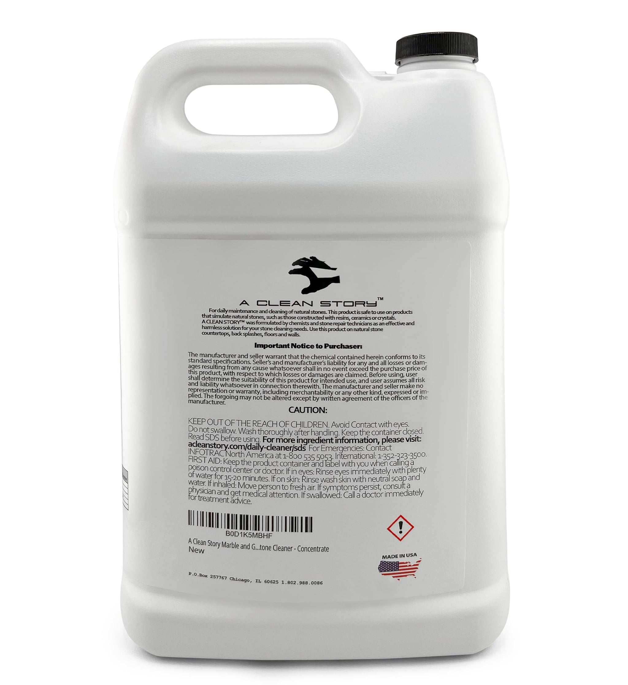 A Clean Story Marble and Granite Daily Stone Cleaner (Neutral Cleaner - Ph7) 1-Gallon Concentrate Formula - makes up to 32 gallons