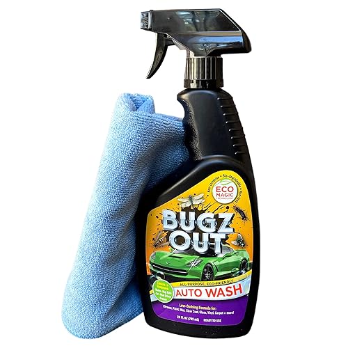 Bugz Out Car Bug Cleaner, Remover & Wash - Spray Bugs, Tar, Bird Poop Off Exterior of Car & Windshield. Remove Black Streaks Without Scratching or
