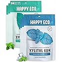 HAPPY ECO Sugar Free Natural Chewing Gum 6 Pack (84 Pieces) - Plastic Free, Xylitol Gum with Stevia - Aspartame Free - Vegan, Gluten Free Keto