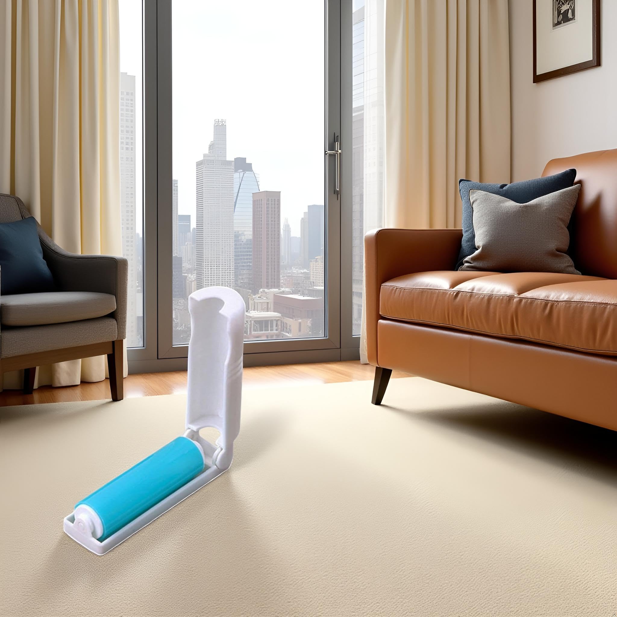 Calsgkspray Blue Lint Roller, Reusable Foldable Portable Sticky Remover for Couch, Clothes Furniture and Carpet, Dog Hair Remover Cat Hair, Animal