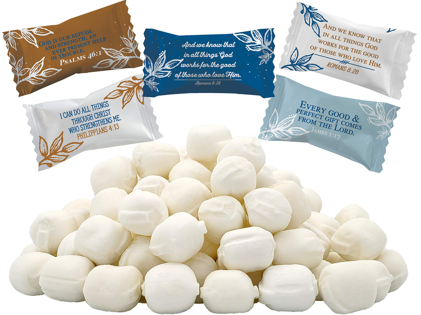 The Dreidel Company 55 Pieces Bible Verses Buttermints, Mint Candies, After Dinner Mints, Butter Mint Candy, Fat-Free, Individually Wrapped