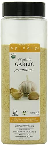 Spicely Organics Organic Garlic Granulates, Vegan Friendly, Kosher, USDA Certified Organic, Gluten Free & Non-GMO, 21 Ounce (Pack of 2)