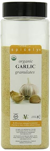 Spicely Organics Organic Garlic Granulates, Vegan Friendly, Kosher, USDA Certified Organic, Gluten Free & Non-GMO, 21 Ounce (Pack of 2)