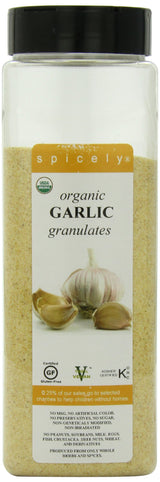 Spicely Organics Organic Garlic Granulates, Vegan Friendly, Kosher, USDA Certified Organic, Gluten Free & Non-GMO, 21 Ounce (Pack of 2)