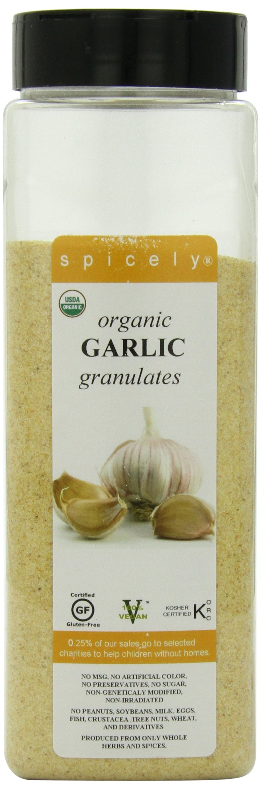 Spicely Organics Organic Garlic Granulates, Vegan Friendly, Kosher, USDA Certified Organic, Gluten Free & Non-GMO, 21 Ounce (Pack of 2)