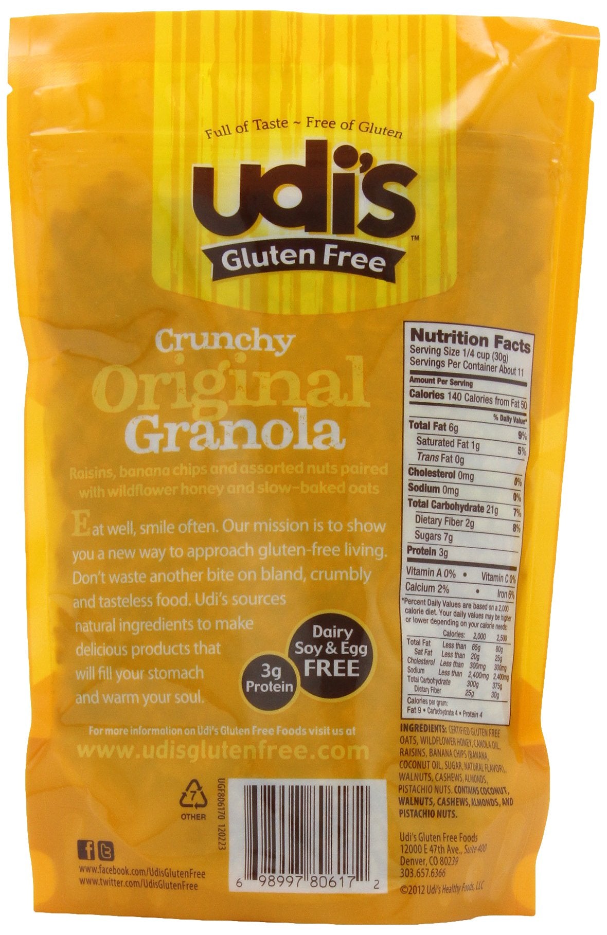 Udi's Gluten Free Granola, Original, 12 Ounce (Pack of 3)