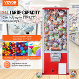 VEVOR Gumball Machine for Kids, 25" Height Home Vending Machine, PS Bouncy Balls Dispenser, Hold 230 Capsule Toys, Rectangle Bubble Gum Machine