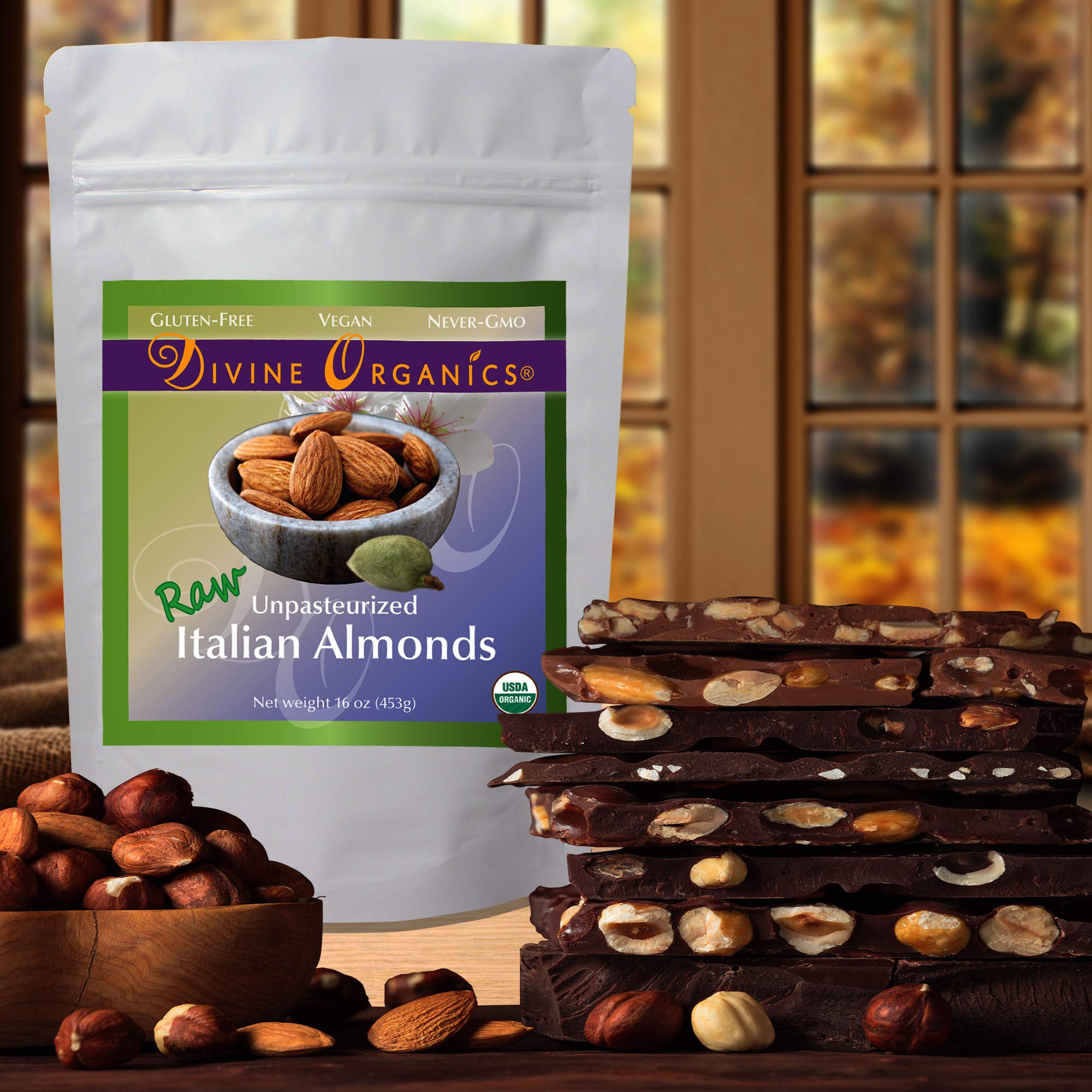 Raw Italian Almonds Divine Organics 16 oz 453 grams (16 oz)