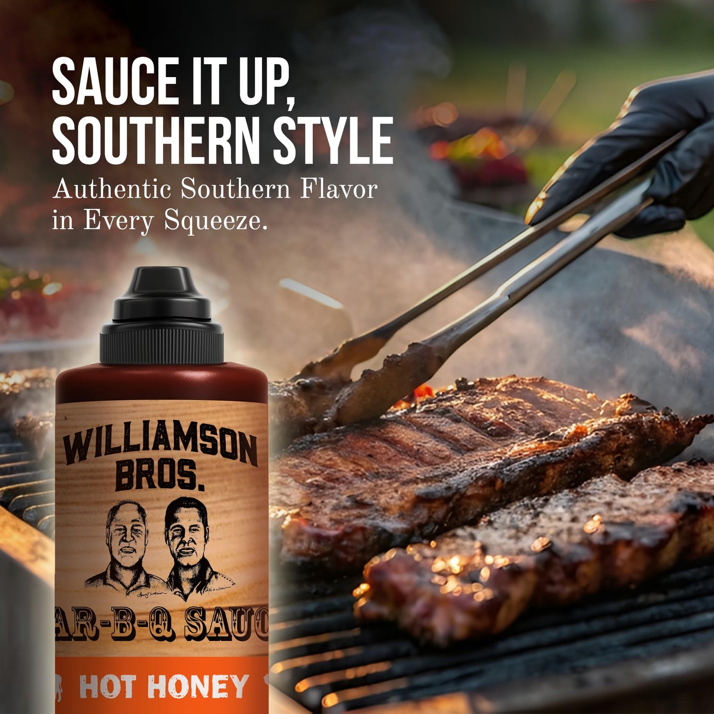 Williamson Bros - Hot Honey Southern BBQ Sauce | Sweet & Spicy, Gluten-Free, No High Fructose Corn Syrup, 15.5 oz