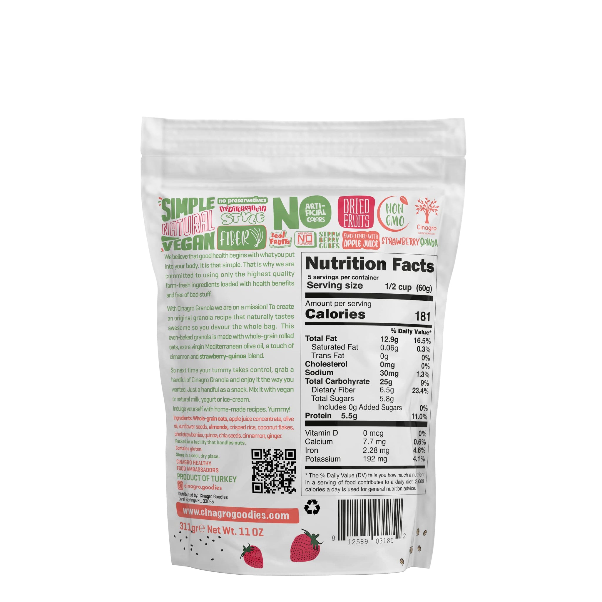 Cinagro Strawberry Quino Chia Vegan Granola