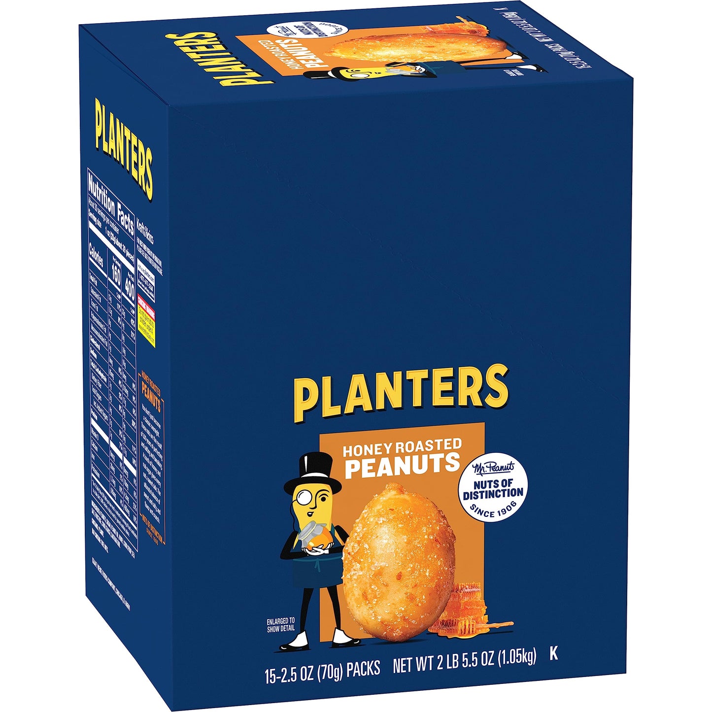 PLANTERS Honey Roasted Peanuts, 2.5 Ounce - 15 Count (Pack of 1) - Roasted with Honey and Sea Salt - Active Lifestyle, Movie and School Snacks