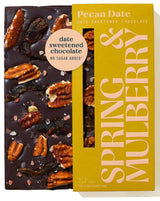 Spring & Mulberry Dark Chocolate Bars - Healthy Dark Chocolate, Date-Sweetened - Pecan Date 6 Pack