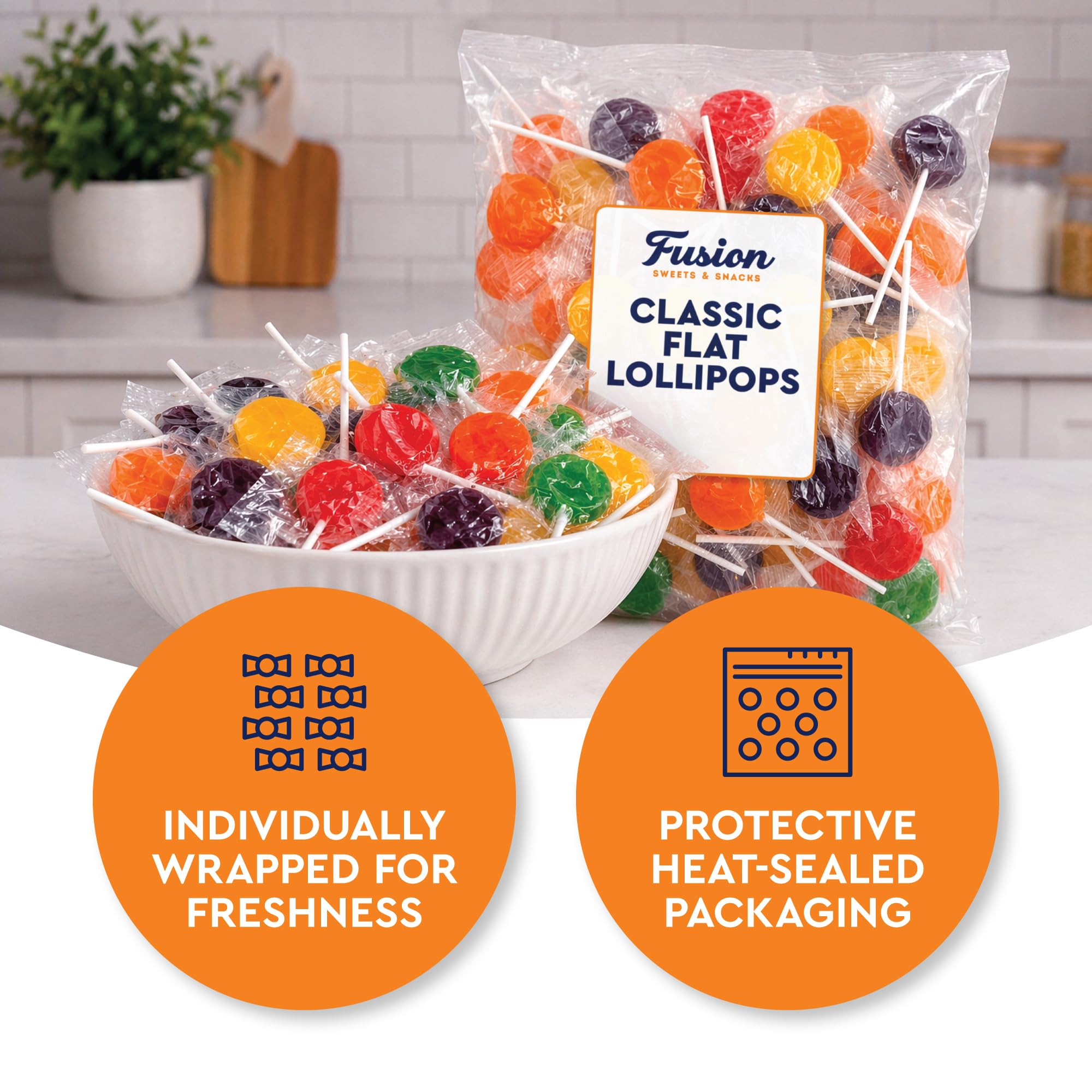Lollipops Individually Wrapped - 2 Pound (About 75 pcs.) Bulk Suckers for Kids - Classic Lollipops Bulk Flats -5 Assorted Fruit Flavors - Holiday