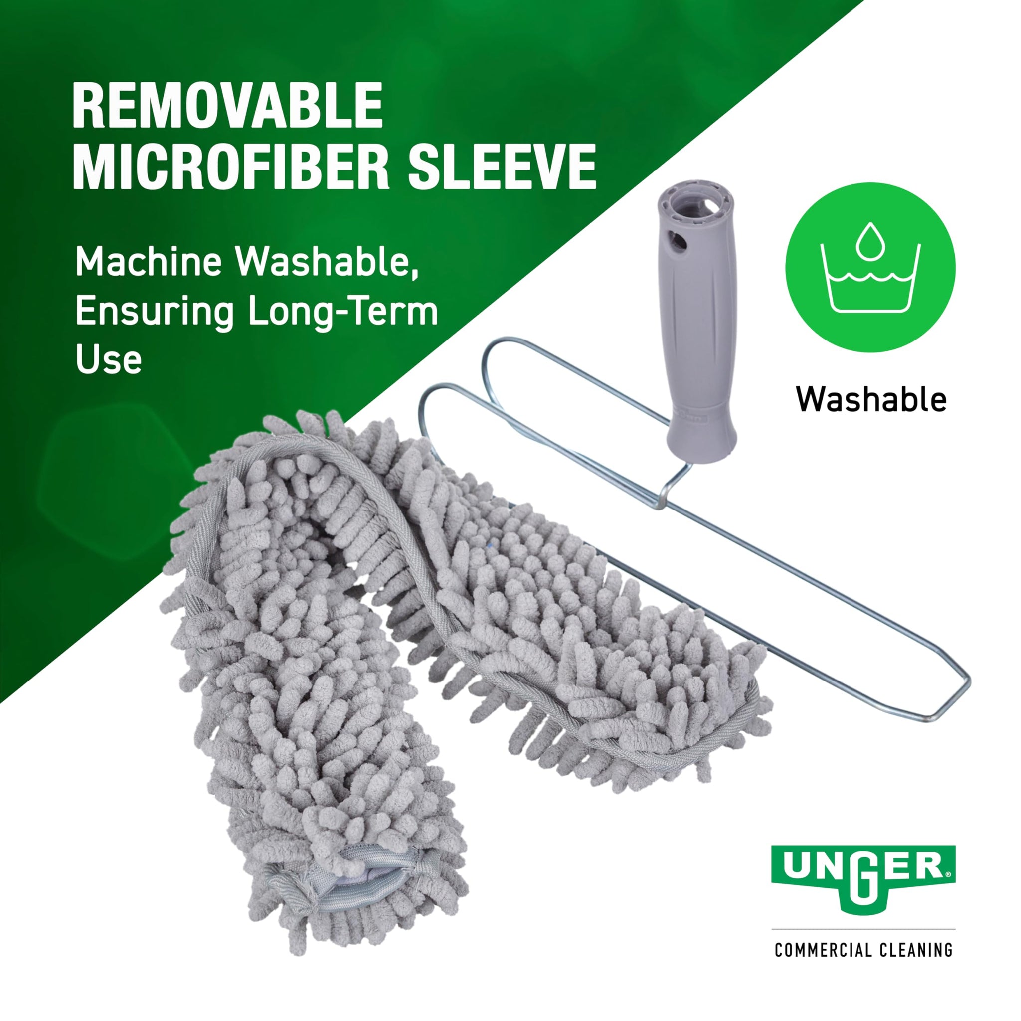 Unger Commercial StarDuster Pro Ceiling Fan Duster, Microfiber Sleeve, Gray, Ideal for Cleaning Ceiling Fans, Light Fixtures, and Vents, Case of 5