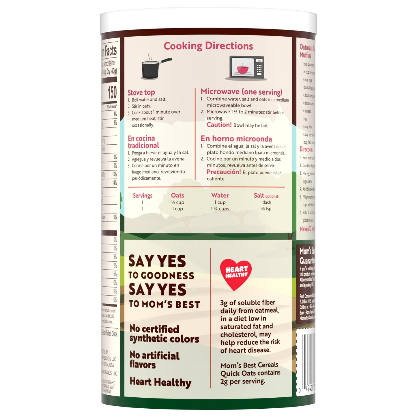 Mom's Best Quick Oats, Hot Cereal Made with Whole Grains, 16 OZ Canister
