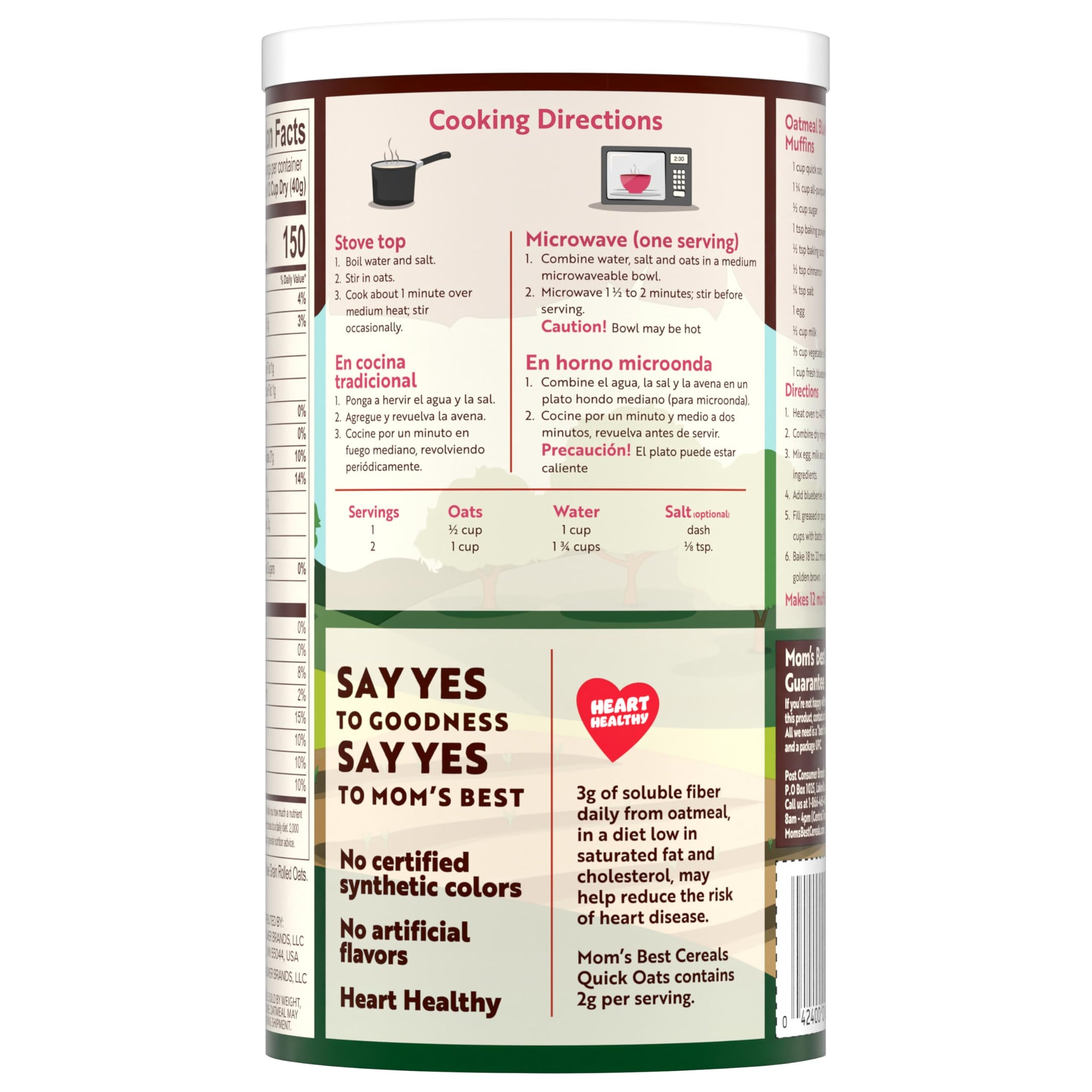 Mom's Best Quick Oats, Hot Cereal Made with Whole Grains, 16 OZ Canister