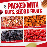 Tidbit Healthy Trail Mix with Roasted Peanuts, Almonds, Raisins & Dried Cranberries - Mixed Nuts Snack Mix for Natural Energy, Vegan Gluten Free, 14