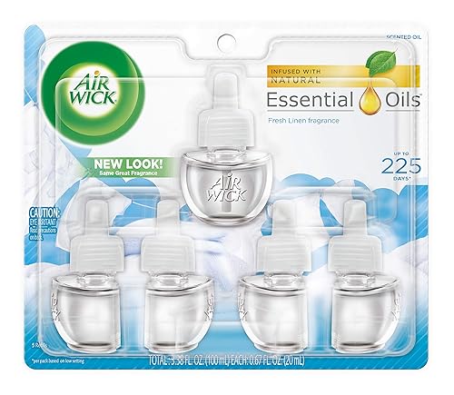 Air Wick Scented Oil Refill, Snuggle Fresh Linen, 5 refills (Pack of 8)