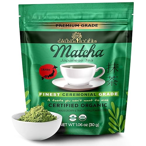 Golden Herbs Matcha Superior Ceremonial Blend Green Tea Powder from Uji, Kyoto, USDA Organic, Gluten-Free Vegan, 100% Pure Unsweetened, No Additivesm