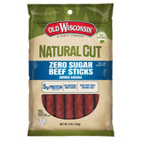 Old Wisconsin Natural Cut Beef Sausage Snack Sticks, Zero Sugar, Naturally Smoked, Ready to Eat, High Protein, Low Carb, Keto, Gluten Free, No