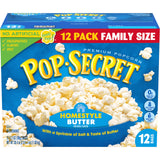 Pop Secret Microwave Popcorn, Homestyle Butter Flavor, 3.2 Oz Sharing Bags, 12 Ct