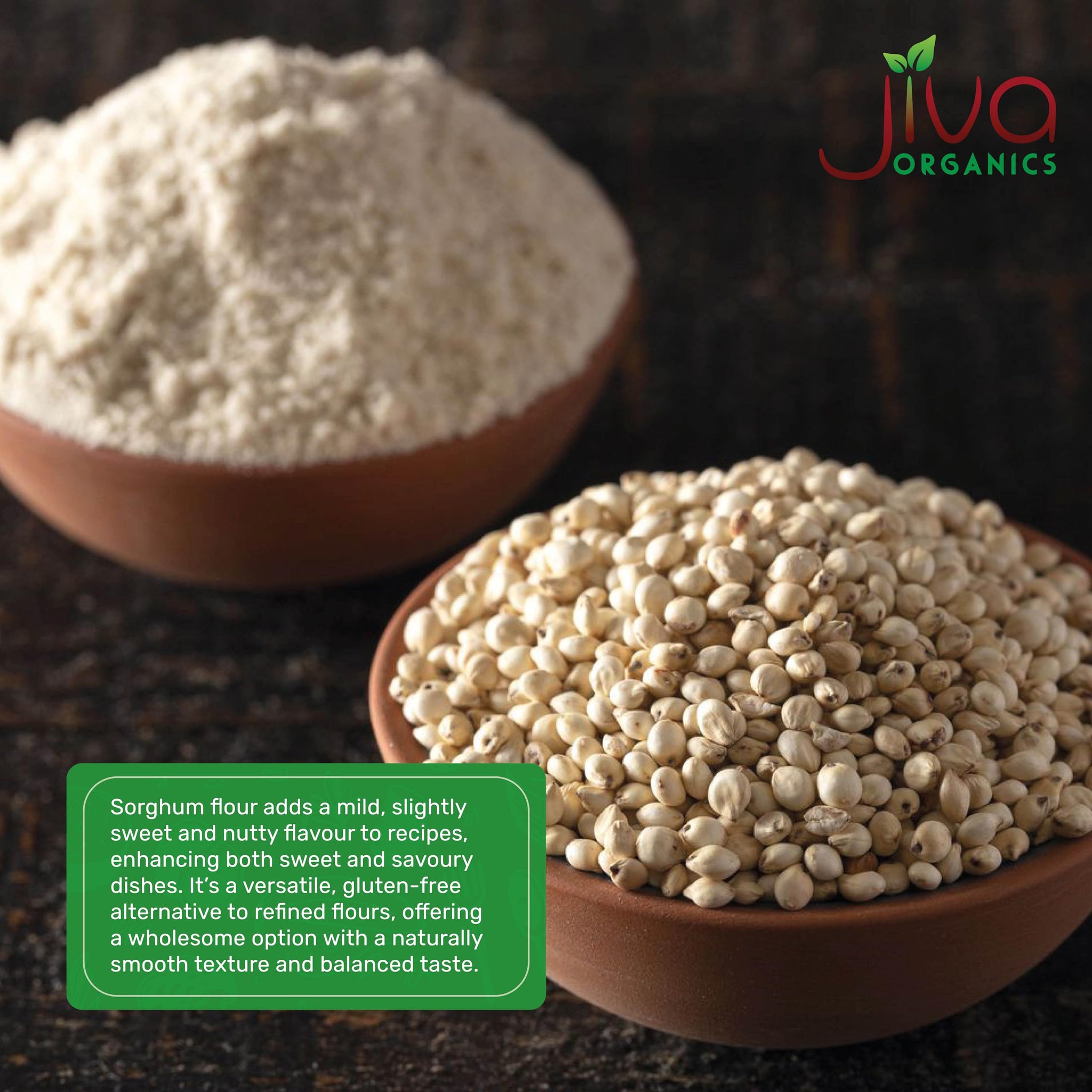Jiva Organics Organic Sorghum Flour 2 Pound Bag - Jowar Flour, 100% Natural & Non-GMO