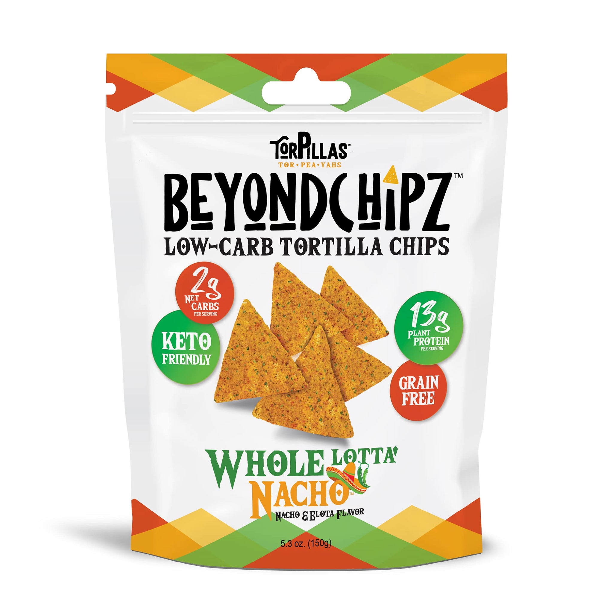 BeyondChipz Low Carb Tortilla Chips, Nacho Supreme Party Pack, Keto Friendly, Gluten Free, 5.3oz Bag, Pack of 4