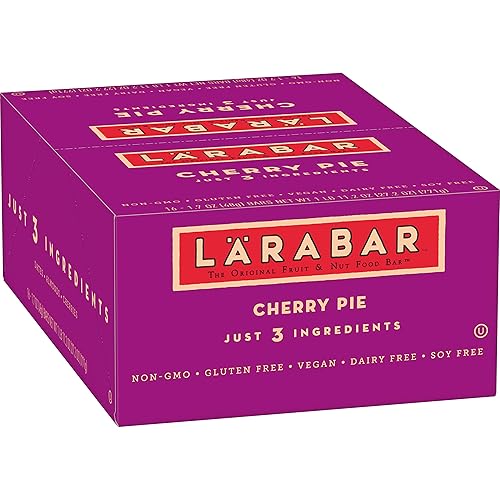 Larabar Gluten Free Bar, Cherry Pie, 1.7 oz Bars (16 Count), Whole Food Gluten Free Bars, Dairy Free Snacks