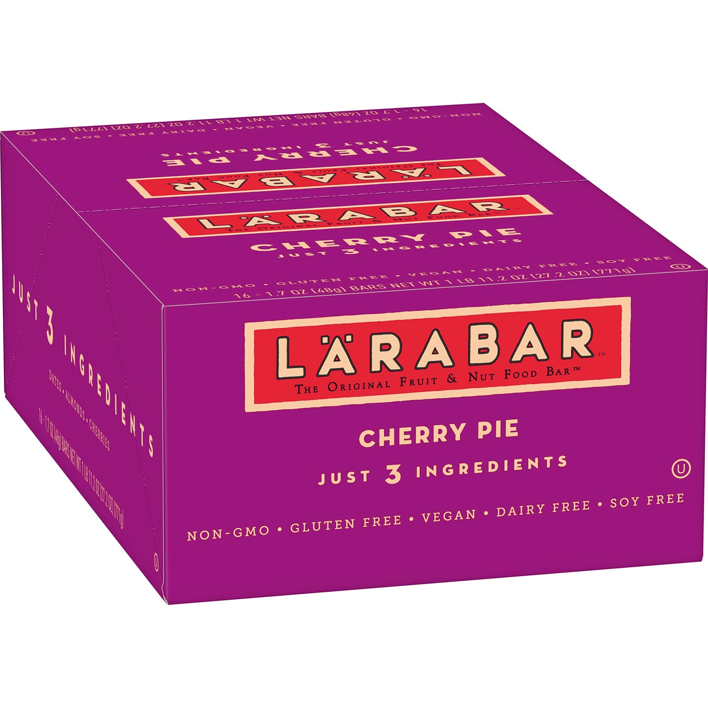 Larabar Gluten Free Bar, Cherry Pie, 1.7 oz Bars (16 Count), Whole Food Gluten Free Bars, Dairy Free Snacks